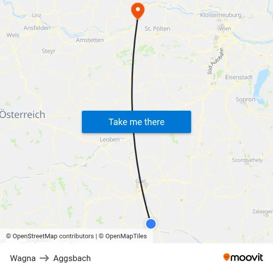 Wagna to Aggsbach map