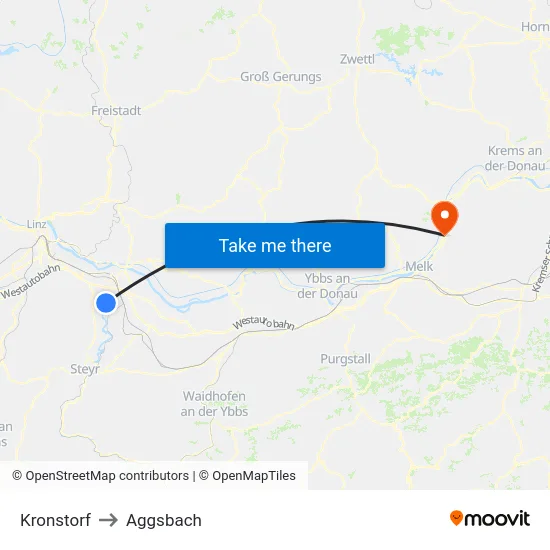 Kronstorf to Aggsbach map