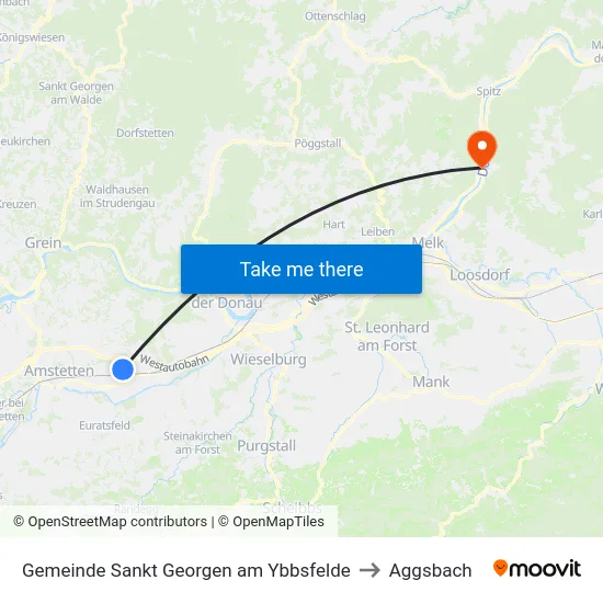 Gemeinde Sankt Georgen am Ybbsfelde to Aggsbach map