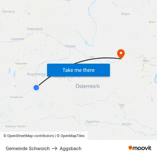 Gemeinde Schwoich to Aggsbach map