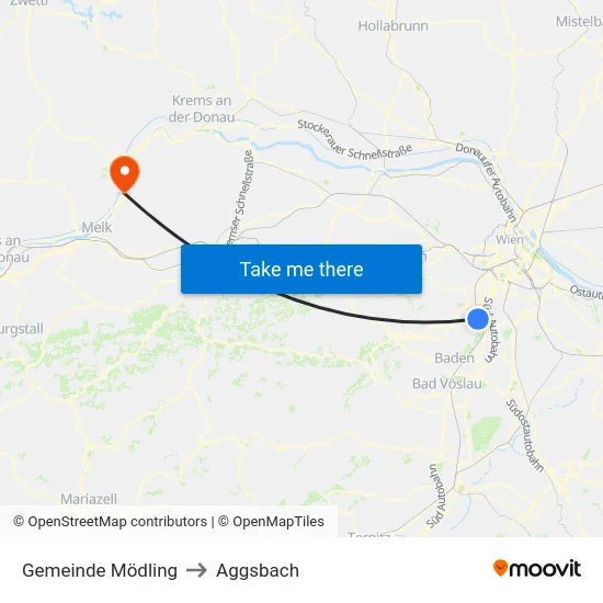 Gemeinde Mödling to Aggsbach map