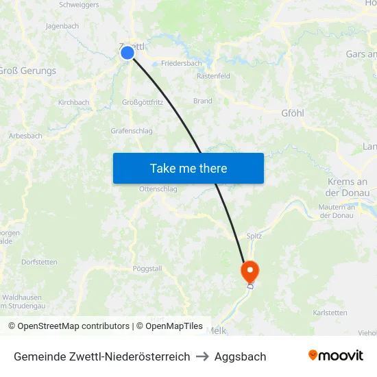 Gemeinde Zwettl-Niederösterreich to Aggsbach map