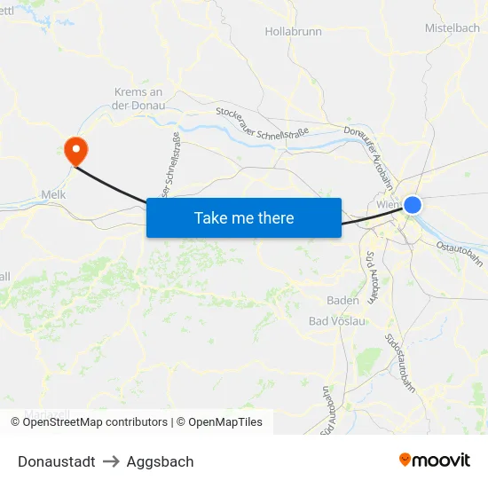 Donaustadt to Aggsbach map