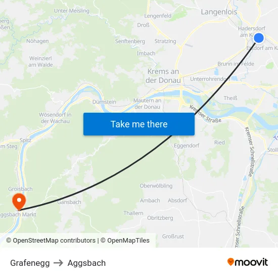 Grafenegg to Aggsbach map