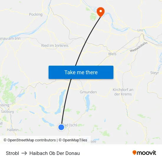 Strobl to Haibach Ob Der Donau map