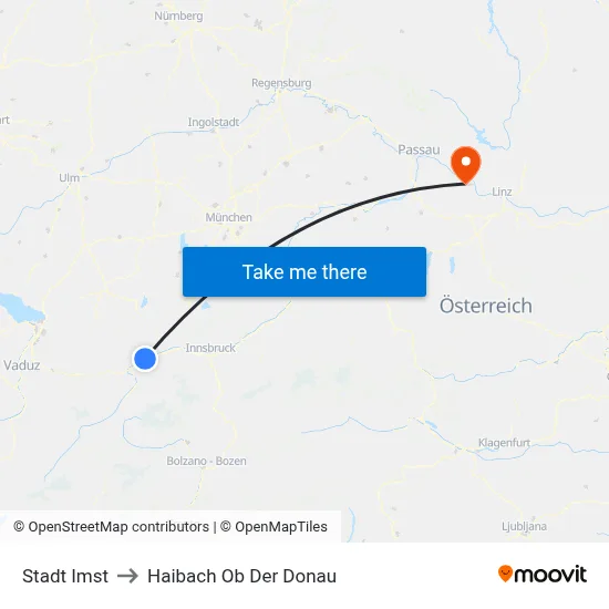 Stadt Imst to Haibach Ob Der Donau map