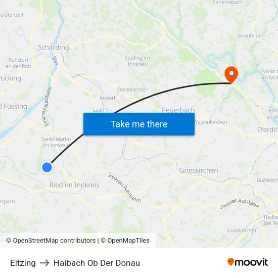 Eitzing to Haibach Ob Der Donau map