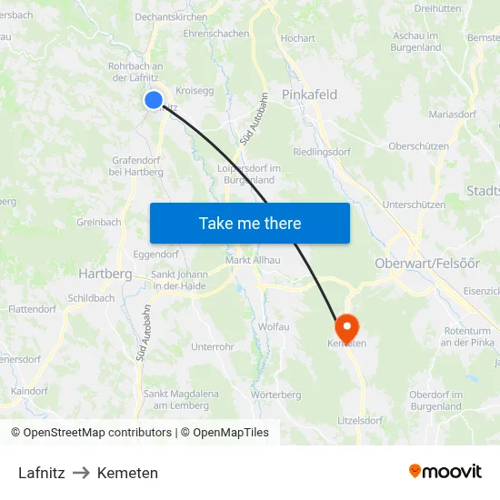 Lafnitz to Kemeten map