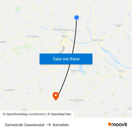 Gemeinde Gaweinstal to Kemeten map