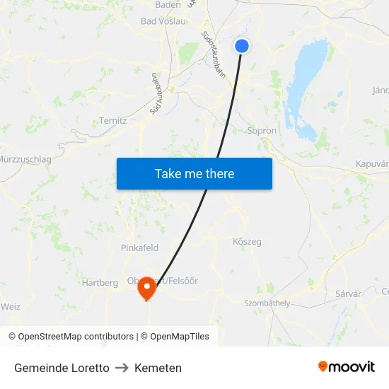 Gemeinde Loretto to Kemeten map
