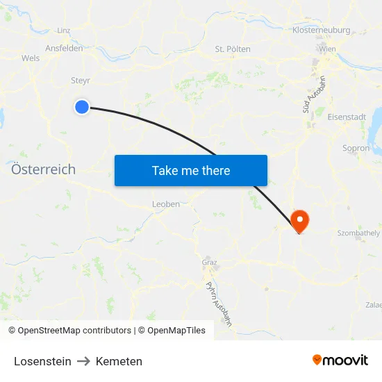 Losenstein to Kemeten map