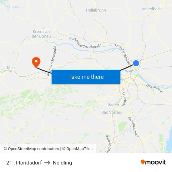 21., Floridsdorf to Neidling map