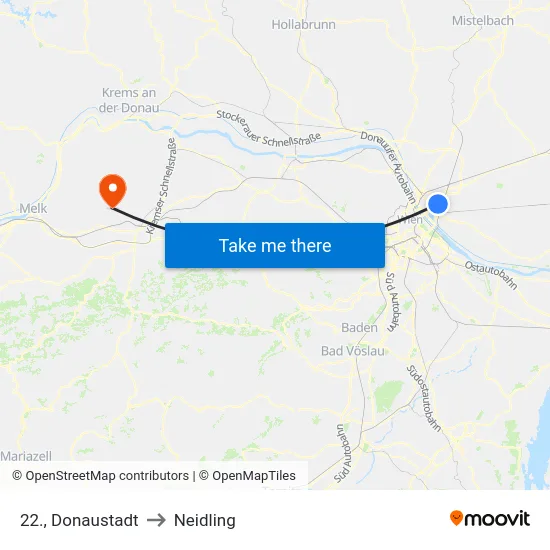 22., Donaustadt to Neidling map
