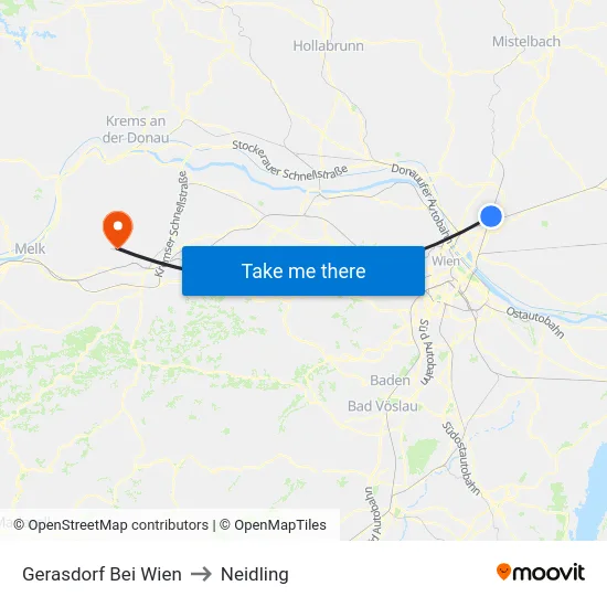 Gerasdorf Bei Wien to Neidling map