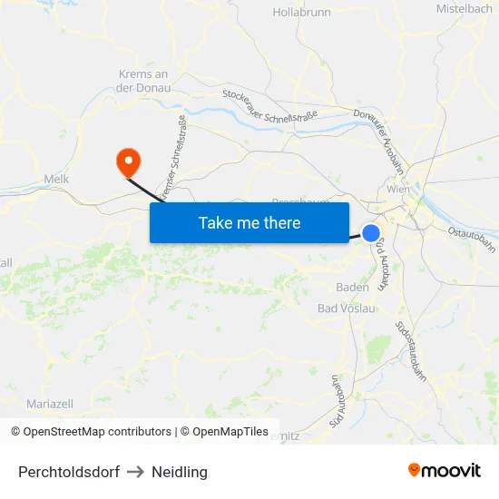 Perchtoldsdorf to Neidling map