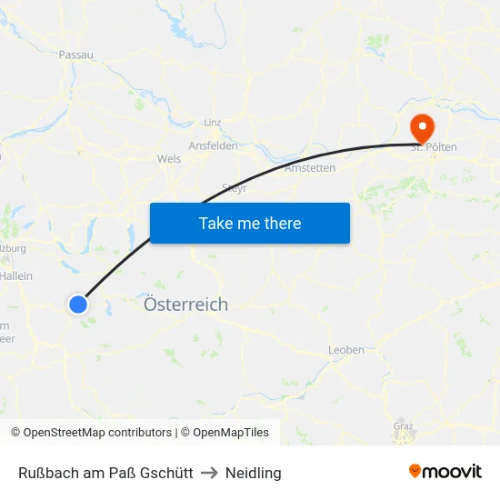 Rußbach am Paß Gschütt to Neidling map