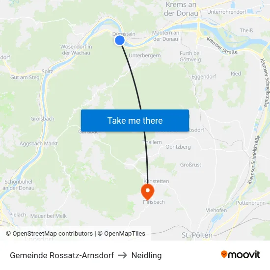 Gemeinde Rossatz-Arnsdorf to Neidling map
