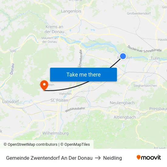 Gemeinde Zwentendorf An Der Donau to Neidling map