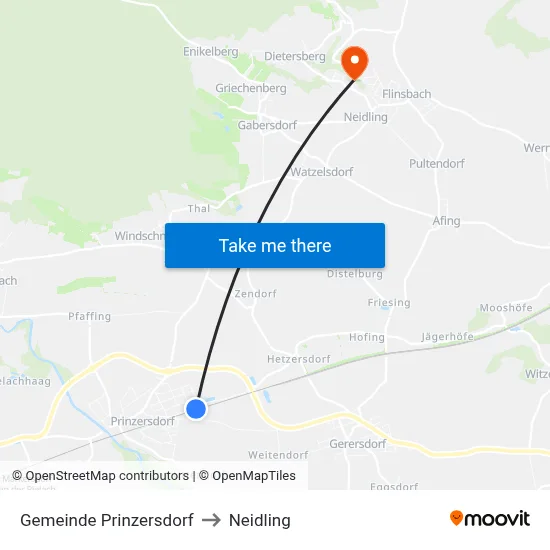 Gemeinde Prinzersdorf to Neidling map