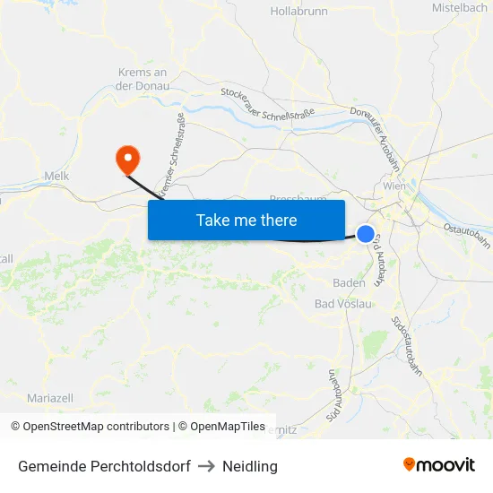 Gemeinde Perchtoldsdorf to Neidling map