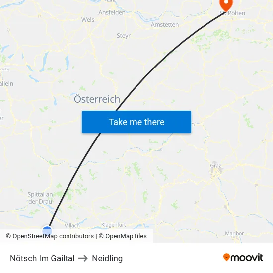 Nötsch Im Gailtal to Neidling map
