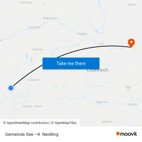 Gemeinde See to Neidling map