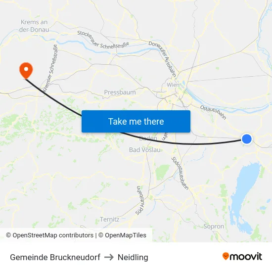 Gemeinde Bruckneudorf to Neidling map