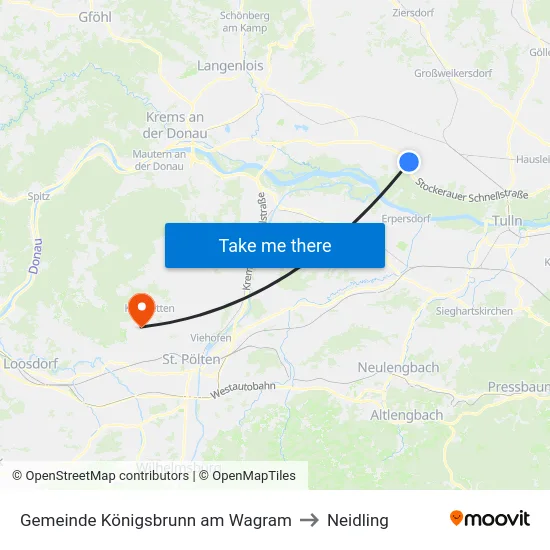 Gemeinde Königsbrunn am Wagram to Neidling map