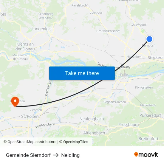 Gemeinde Sierndorf to Neidling map