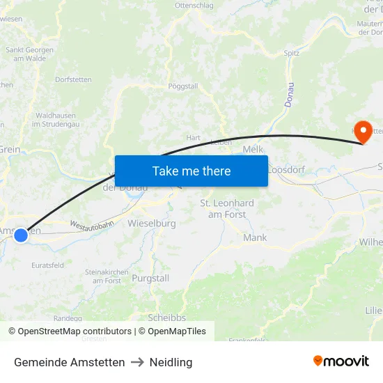Gemeinde Amstetten to Neidling map