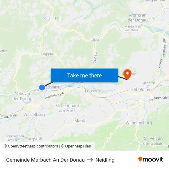 Gemeinde Marbach An Der Donau to Neidling map