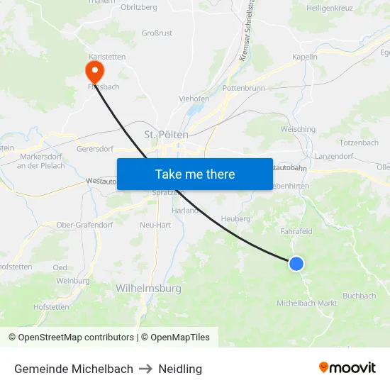 Gemeinde Michelbach to Neidling map