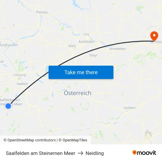 Saalfelden am Steinernen Meer to Neidling map
