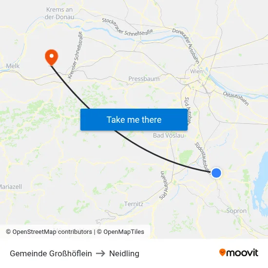 Gemeinde Großhöflein to Neidling map