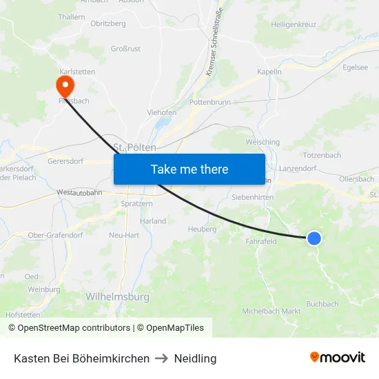 Kasten Bei Böheimkirchen to Neidling map