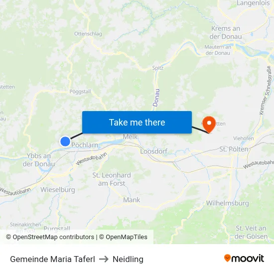 Gemeinde Maria Taferl to Neidling map