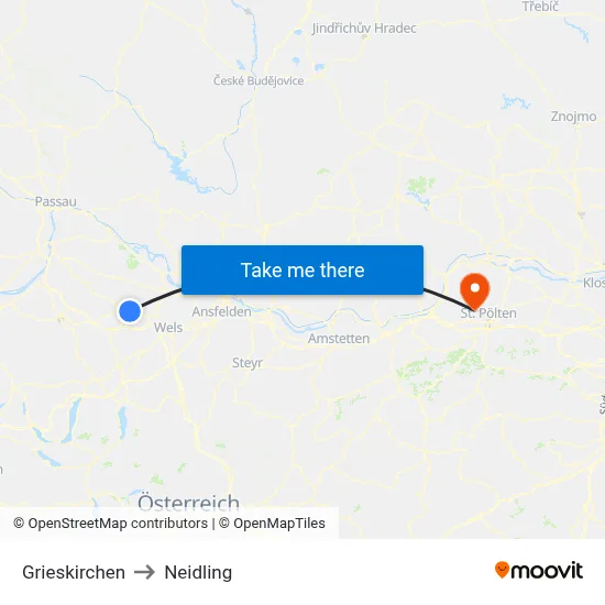 Grieskirchen to Neidling map