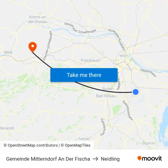 Gemeinde Mitterndorf An Der Fischa to Neidling map