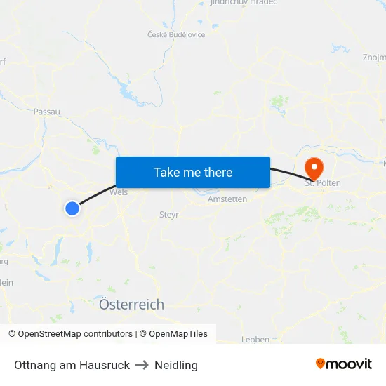 Ottnang am Hausruck to Neidling map