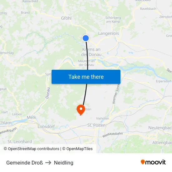Gemeinde Droß to Neidling map