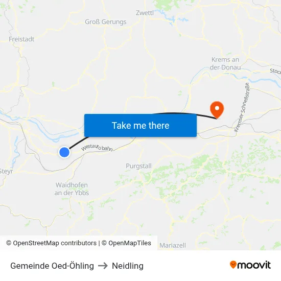 Gemeinde Oed-Öhling to Neidling map