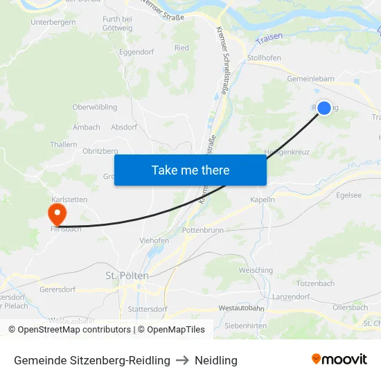 Gemeinde Sitzenberg-Reidling to Neidling map