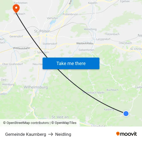 Gemeinde Kaumberg to Neidling map