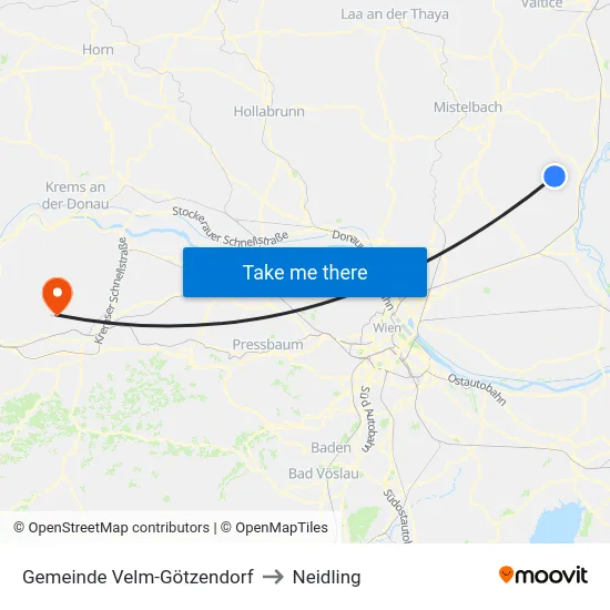 Gemeinde Velm-Götzendorf to Neidling map