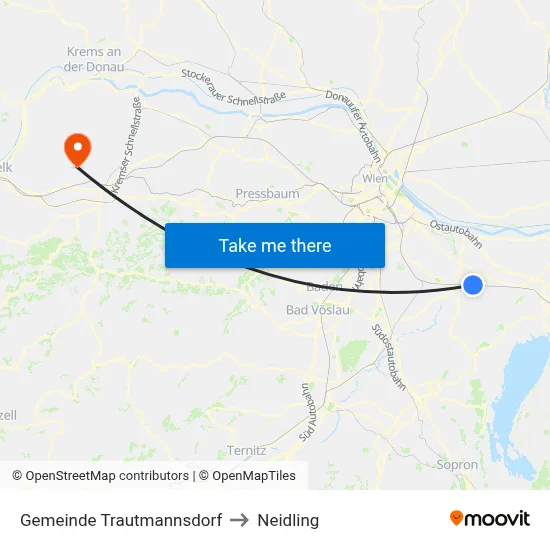 Gemeinde Trautmannsdorf to Neidling map