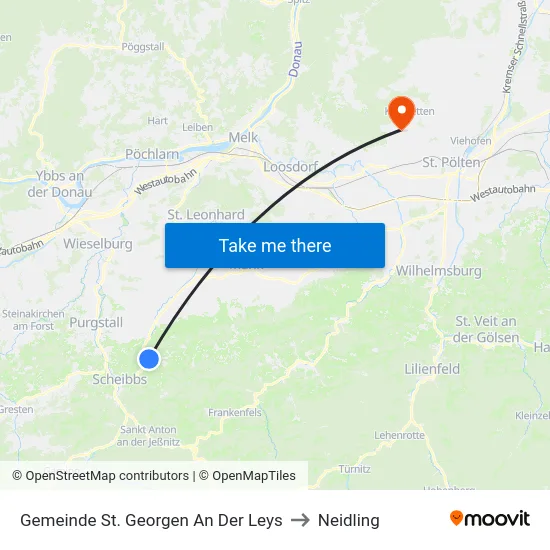 Gemeinde St. Georgen An Der Leys to Neidling map