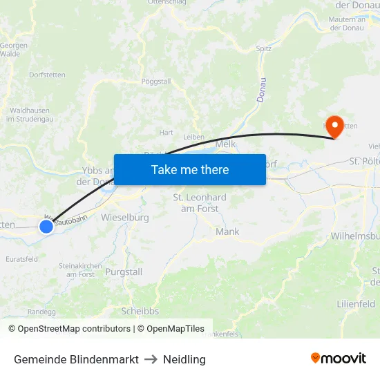 Gemeinde Blindenmarkt to Neidling map