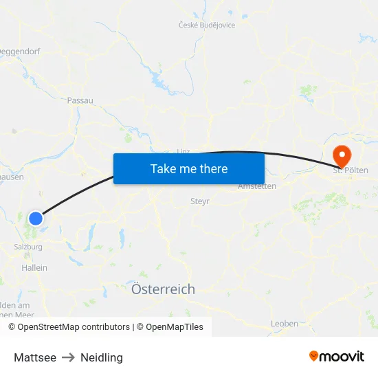 Mattsee to Neidling map