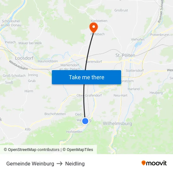 Gemeinde Weinburg to Neidling map
