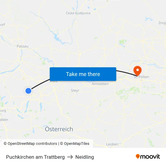 Puchkirchen am Trattberg to Neidling map